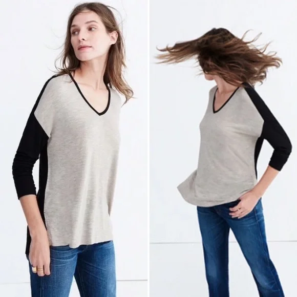 Madewell Anthem Long Sleeve V-Neck Top - Picture 2 of 8